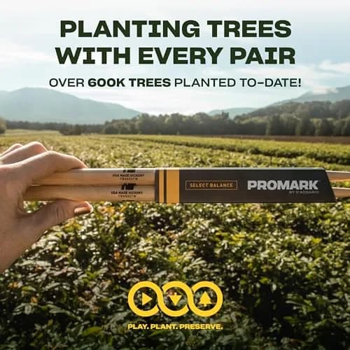 ProMark Rebound FireGrain R5BFG 5B Drumsticks, Acorn Tip, 16" (406.4mm) Length, 0.595" (15.1mm) Diameter | Enhanced Durability Hickory Pair thumbnail 5