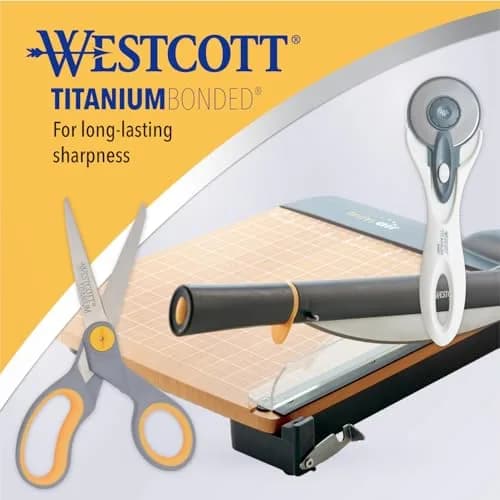 Westcott 5-Inch Micro-Tip & 8-Inch Bent Craft Fabric Scissors 2-Pack | Titanium Bonded Blades for Heavy Fabric and Precise Snips thumbnail 5
