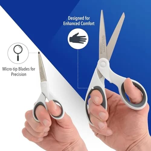 Westcott 5-Inch Micro-Tip & 8-Inch Bent Craft Fabric Scissors 2-Pack | Titanium Bonded Blades for Heavy Fabric and Precise Snips thumbnail 3