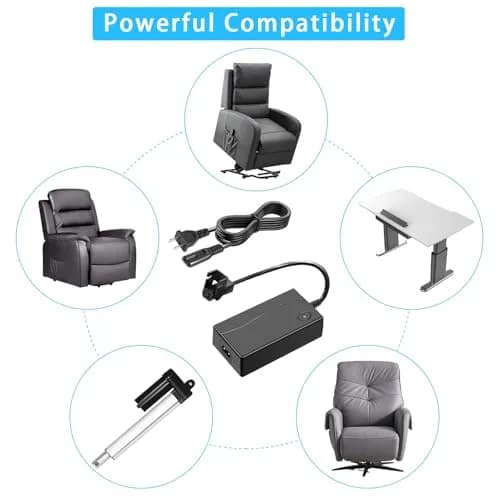 STAIGO 29V 2A Recliner Transformer Charger | 58W Power Adapter for Okin Limoss, Black thumbnail 7