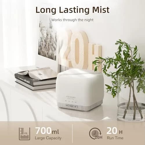 ASAKUKI Essential Oil Diffuser for Home Large 700 ml Humidifier | Ultrasonic Aromatherapy Diffuser with 7 LED Lights & Auto Shut-off thumbnail 2
