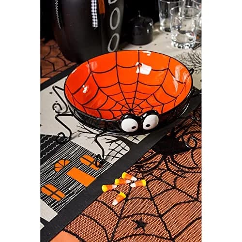 DII Halloween Black Stars Round Tablecloth 70 inches (178 cm) | Spooky Spider & Orange Border thumbnail 5