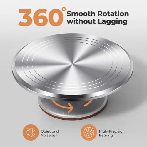 Kootek 12 Inch Aluminum Cake Turntable Set with 4-Piece Decorating Kit | Heavy Duty Rotating Cake Stand for Decorating thumbnail 4