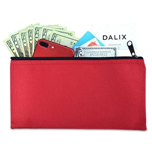 DALIX Red Zippered Bank Bag 2-Pack | Secure Cash & Coin Pouch (27.9 cm x 14 cm x 6.3 cm) thumbnail 5