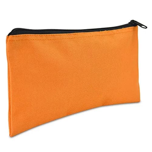 DALIX Orange 2 Pack Polyester Zippered Bank Money Pouch | 27.9 cm (11" Long) x 14 cm (5.5" Wide) thumbnail 2