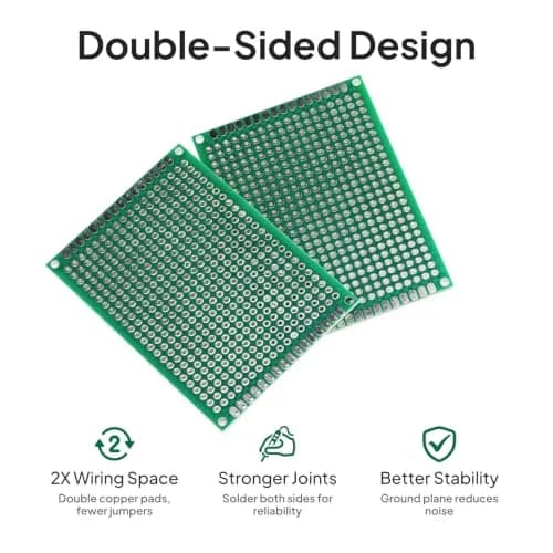 ELEGOO 32-Piece Double-Sided PCB Perfboard Kit 4x6cm & 3x7cm | Soldering Prototyping Boards thumbnail 5