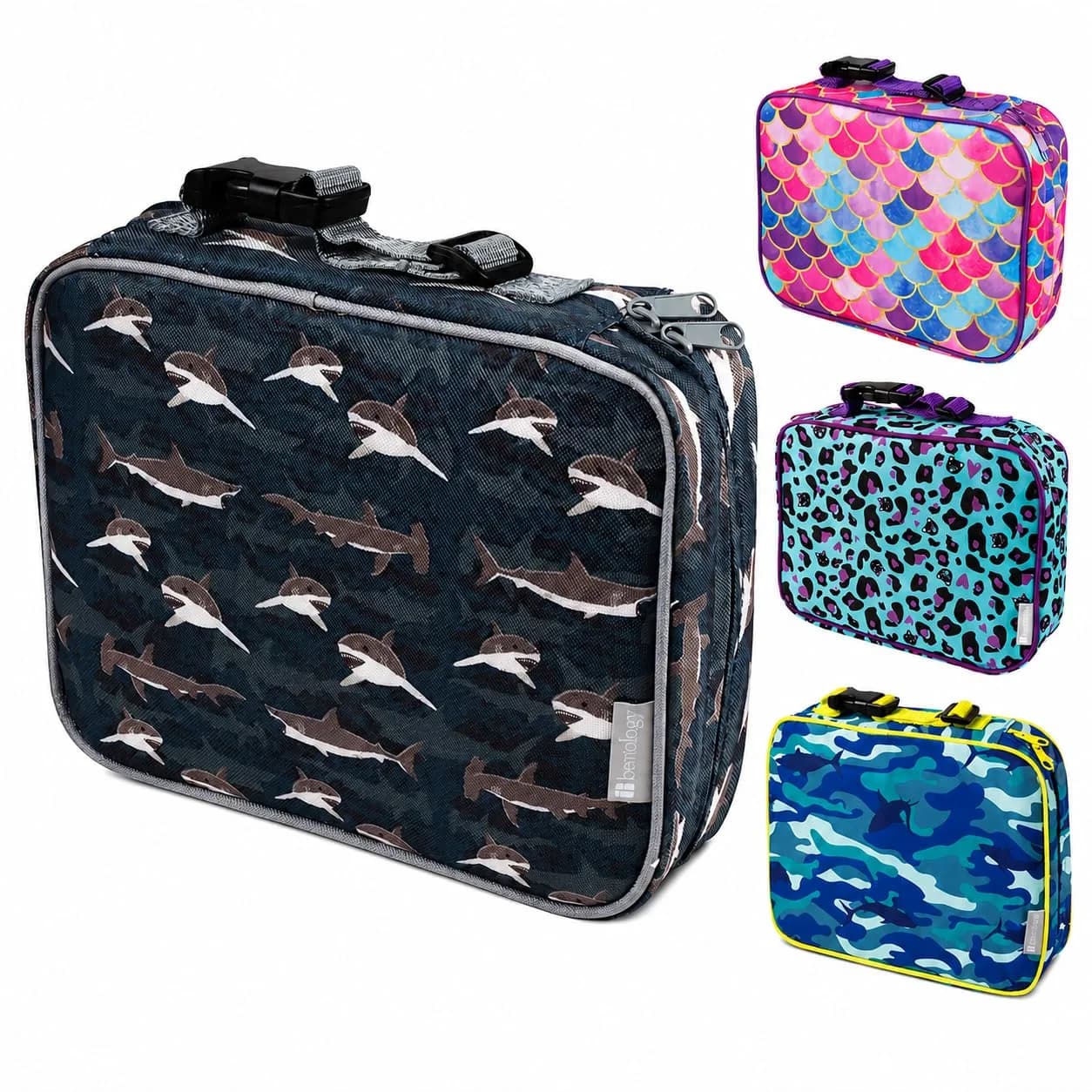 Bentology Kids Insulated Lunch Box for School with Reinforced Support Frame, 240 cu in (10 x 8 x 3 inches) — Shark