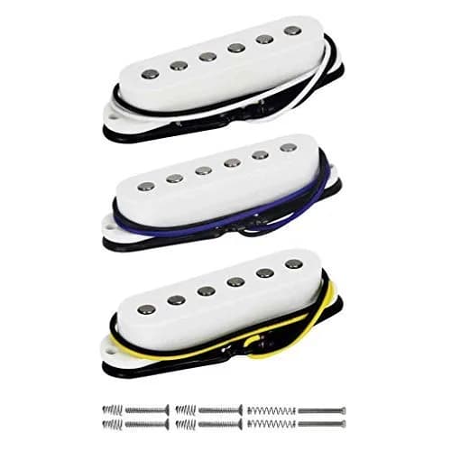 FLEOR Alnico 5 Single Coil Guitar Pickups Set White Flat Pole for ST/SQ Style Electric Guitars (Neck/Middle/Bridge, 50mm/50mm/52mm Spacing) thumbnail 1