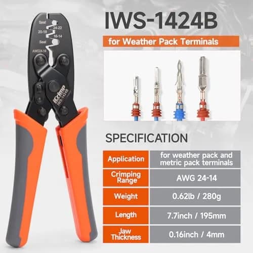 IWISS IWS-1424B Weather Pack Sealed Connector Crimper AWG24-14 | Durable, Compact & Easy to Use thumbnail 4
