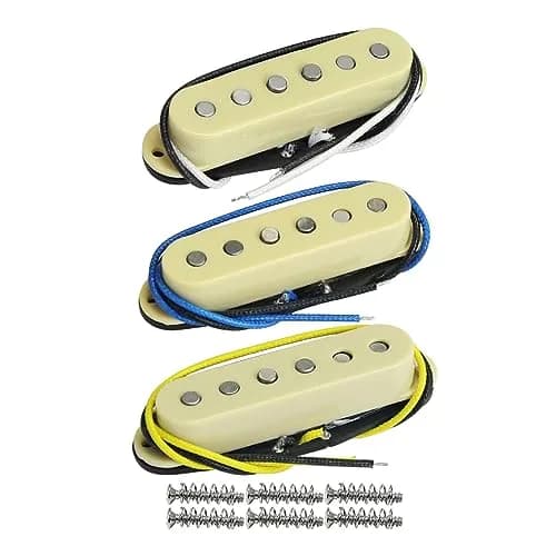 FLEOR Single Coil Pickup Set Cream Staggered Alnico 5 for Electric Guitar | Neck/Middle/Bridge 52mm Spacing thumbnail 1