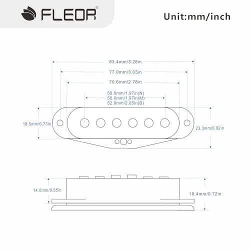 FLEOR Single Coil Pickup Set Cream Staggered Alnico 5 for Electric Guitar | Neck/Middle/Bridge 52mm Spacing thumbnail 2