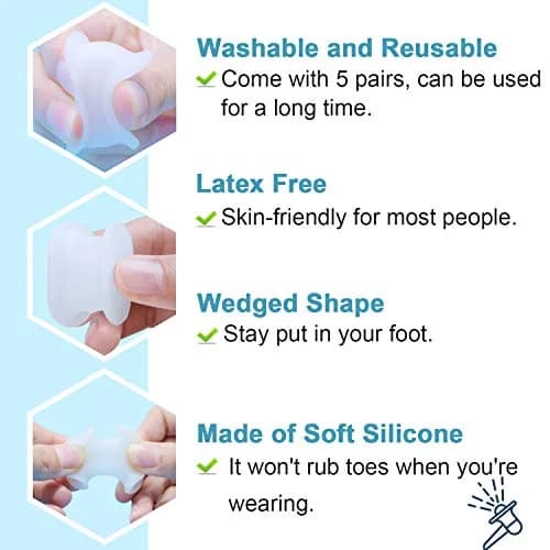 Povihome Gel Bunion & Toe Spacers Separators Small Size (10 Pack) | Orthopedic Brace for Pain Relief thumbnail 4