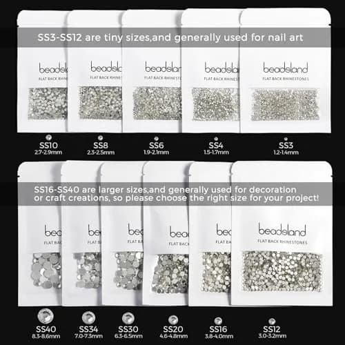 BEADSLAND Flat Back Crystal Rhinestones SS20 (1440pcs) | Glass Gems for Crafts, Glue Fix, 4.6-4.8mm thumbnail 6