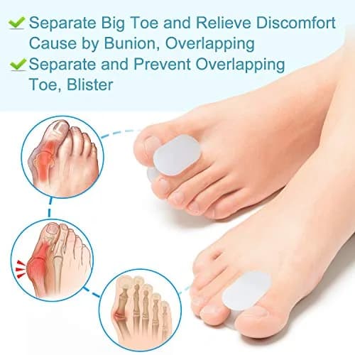 Povihome Gel Toe Spacers Separators for Bunions, 10 Pack Large Size | Corrects Overlapping Toes thumbnail 6