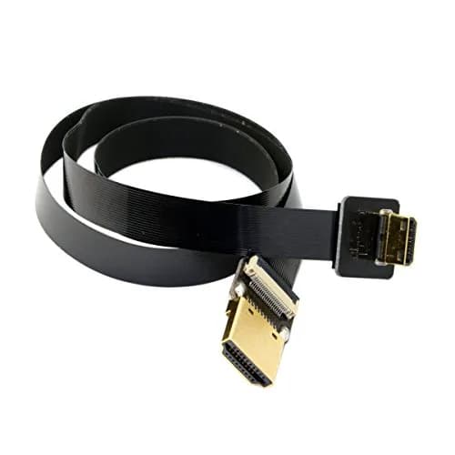 cablecc 90 Degree Up Angled FPV Mini HDMI to HDMI Flat Cable 50cm (1.6ft) | Connects Mini HDMI Devices to Standard HDMI Displays thumbnail 1
