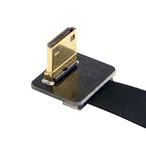 cablecc 90 Degree Up Angled FPV Mini HDMI to HDMI Flat Cable 50cm (1.6ft) | Connects Mini HDMI Devices to Standard HDMI Displays thumbnail 3