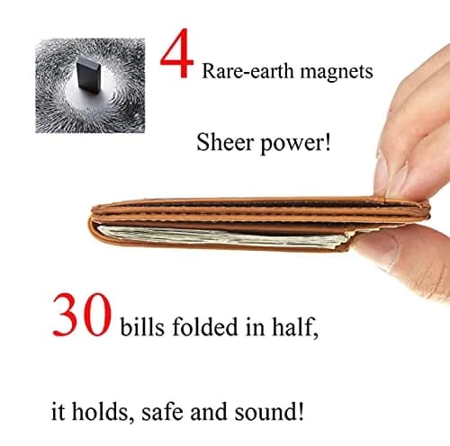 Toughergun Slim Wallet for Men - Deep Brown RFID Blocking Money Clip, Minimalist Front Pocket Credit Card Holder thumbnail 4