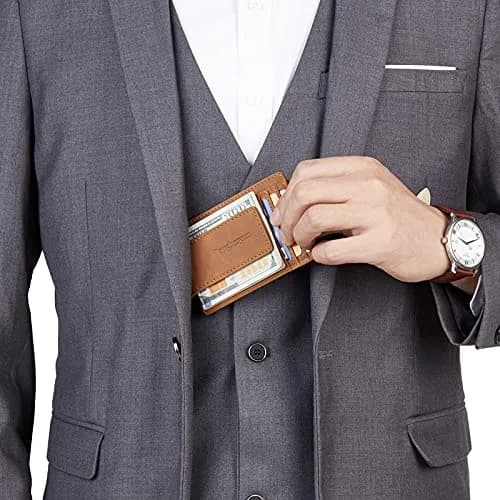 Toughergun Slim Wallet for Men - Deep Brown RFID Blocking Money Clip, Minimalist Front Pocket Credit Card Holder thumbnail 3