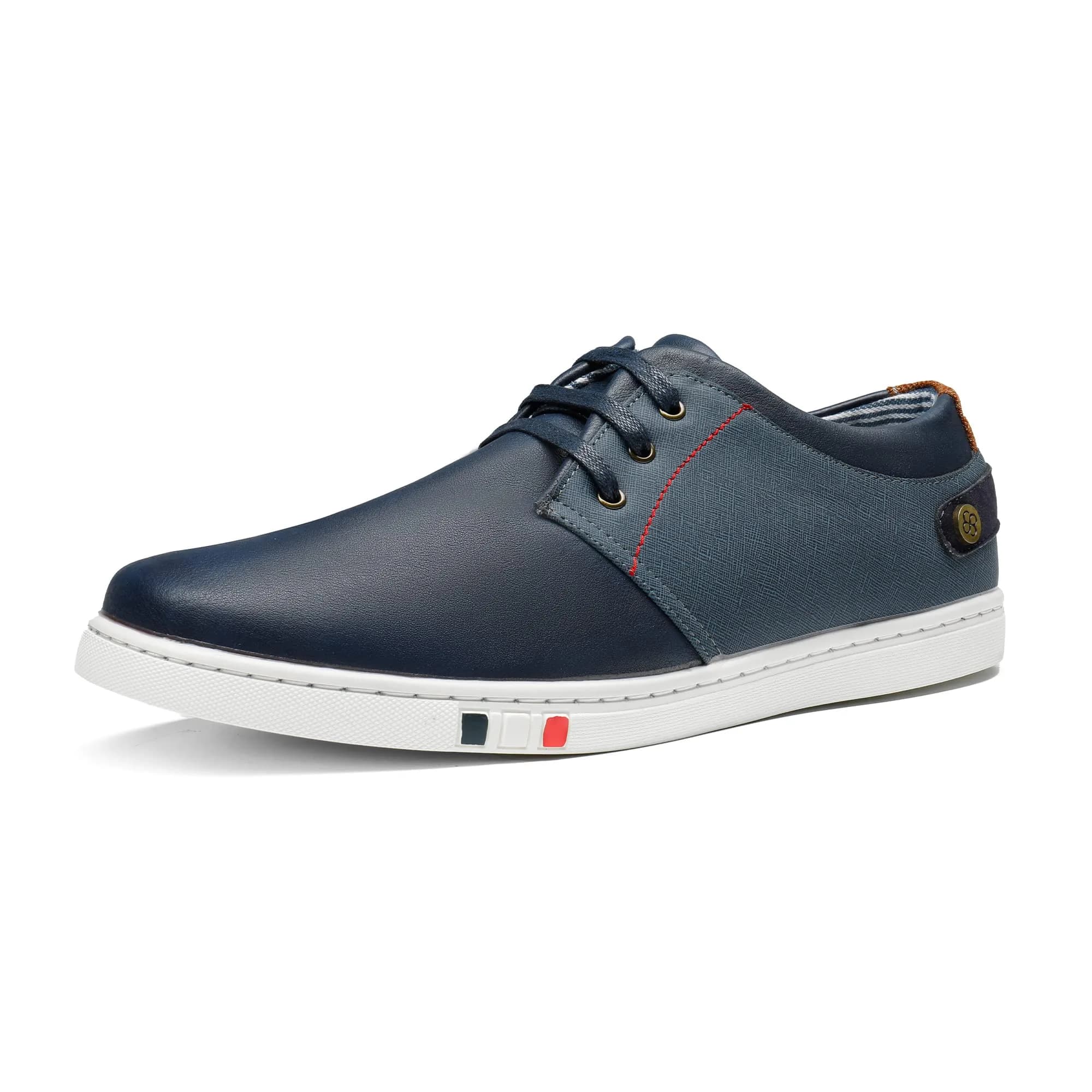 Bruno Marc Men's Fashion Sneakers Tan US 8 (26.0 cm) | Classic Oxford Style Lace-Up Comfort — Navy / 6.5