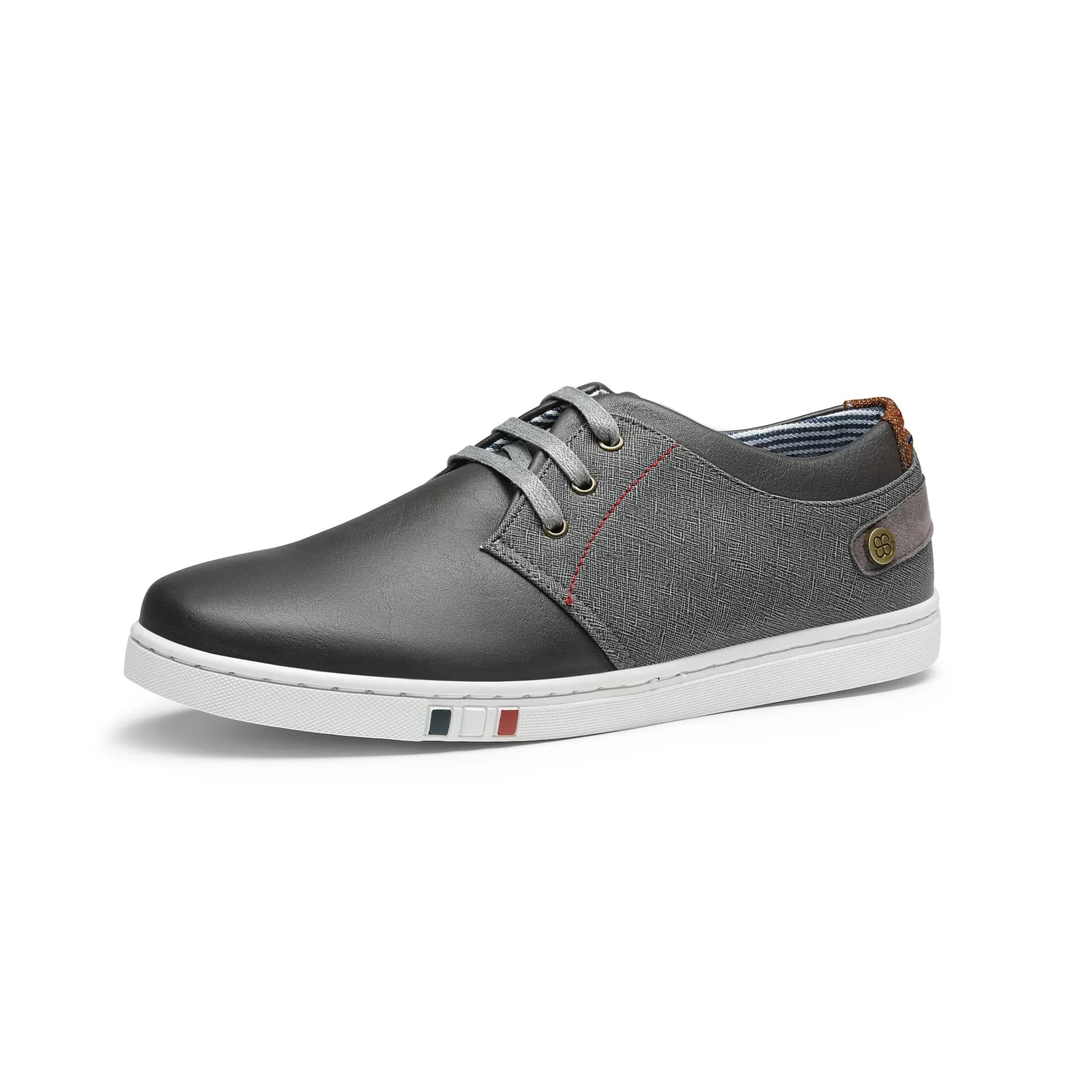 Bruno Marc Men's Fashion Sneakers Tan US 8 (26.0 cm) | Classic Oxford Style Lace-Up Comfort — Grey
