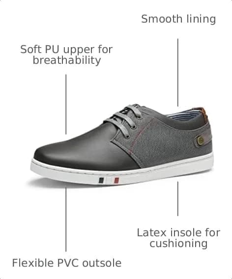 Bruno Marc Men's Fashion Sneakers Grey 25cm (9.7in) | Classic Style & Comfort thumbnail 3