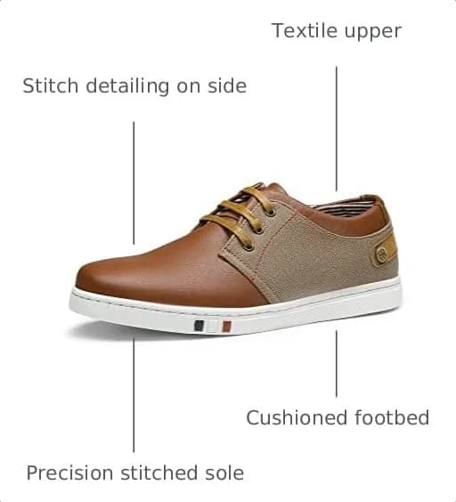 Bruno Marc Men's Fashion Sneakers Tan US 8 (26.0 cm) | Classic Oxford Style Lace-Up Comfort thumbnail 3