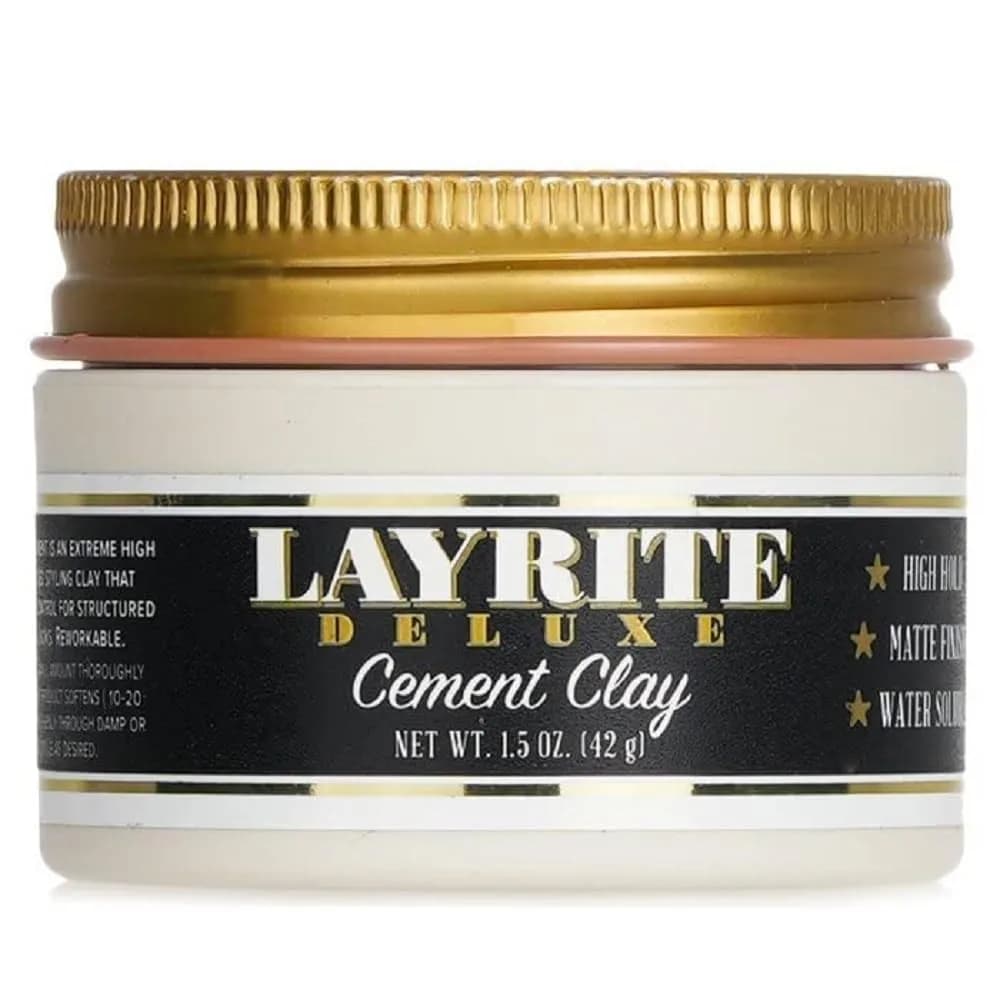 Layrite Deluxe Cement Hair Clay 42ml (1.5 oz) | Extreme Hold Matte Finish — Black