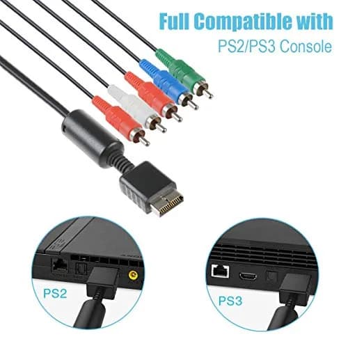 TENINYU Compatible with PS2/PS3/PS3 Slim HDTV-Ready TV HD Component AV Cable 6FT Black | Sharp Video & Sound thumbnail 5