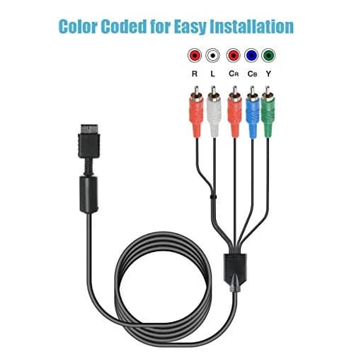 TENINYU Compatible with PS2/PS3/PS3 Slim HDTV-Ready TV HD Component AV Cable 6FT Black | Sharp Video & Sound thumbnail 6
