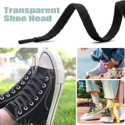DELELE Flat Sneakers Shoe Laces 79 Inch Black | Durable Polyester for Sneakers & Casual Shoes thumbnail 7