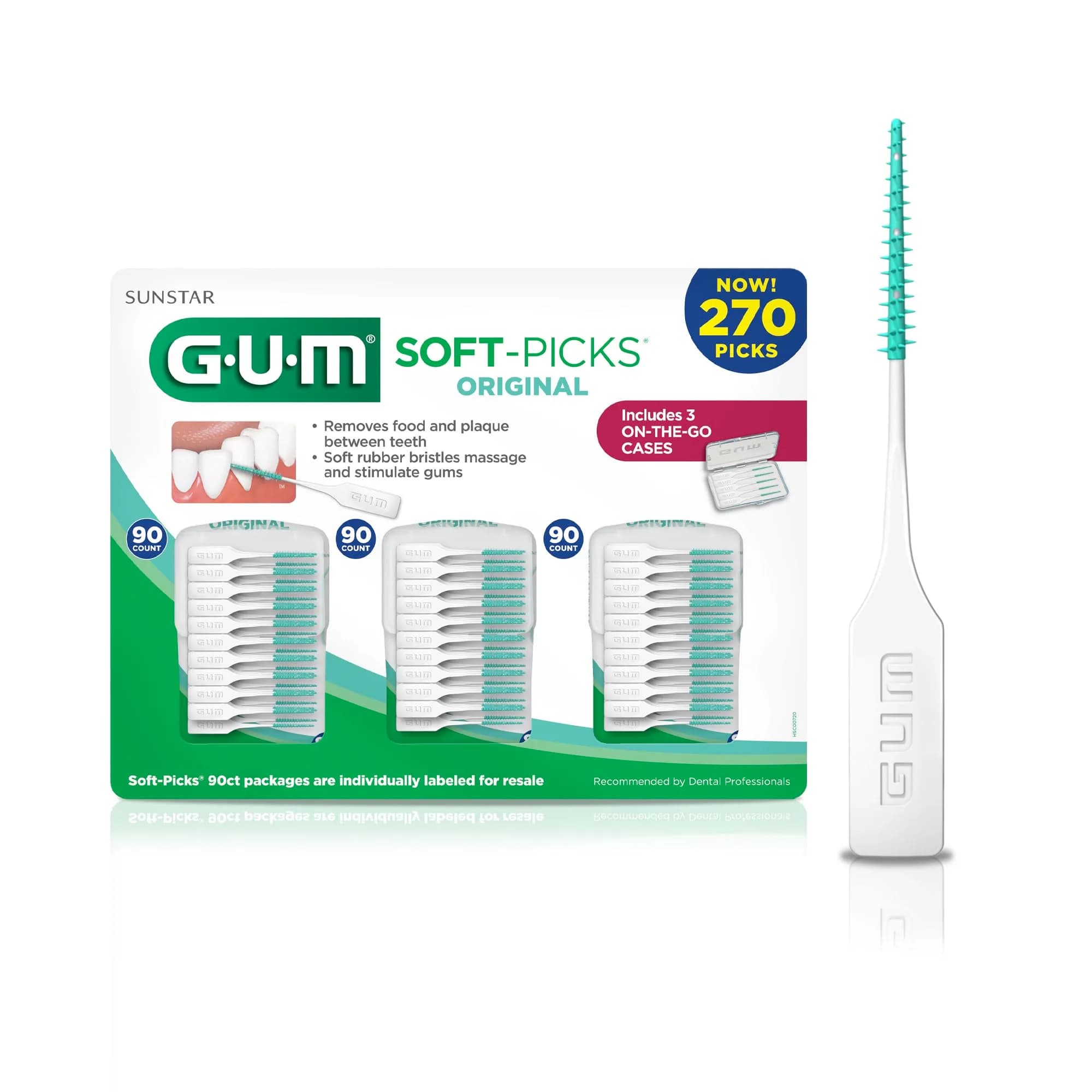 GUM Soft-Picks Original Interdental Picks 270 Count | Gentle Plaque & Food Removal for Sensitive Gums - main product image