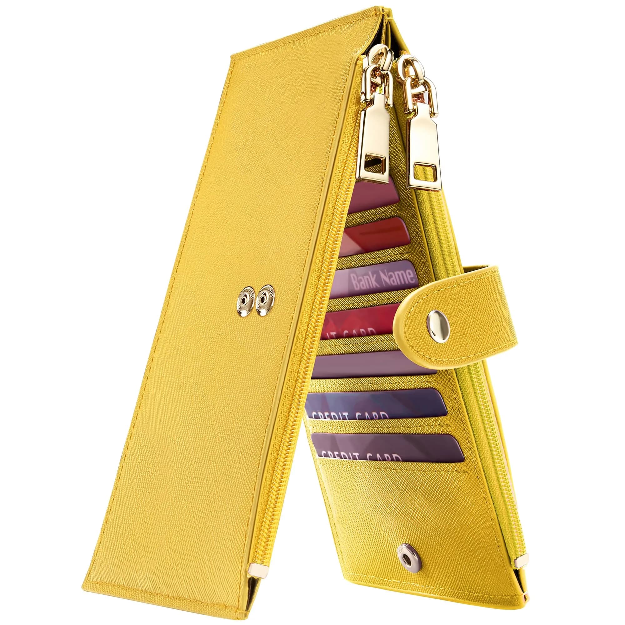 Travelambo RFID Wallet Women Large Size Bifold 8in | RFID Blocking & Large Capacity — Yellow