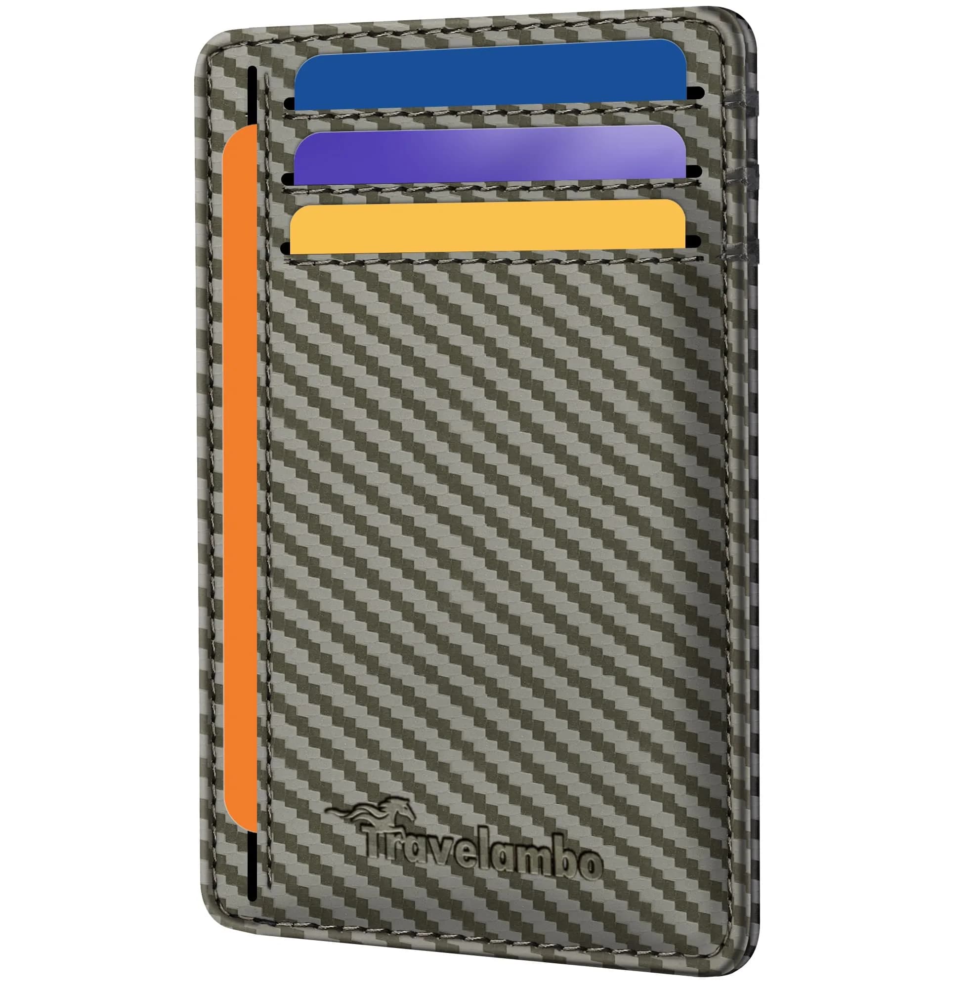 Travelambo Slim Minimalist Wallet for Men, RFID Blocking Credit Card Holder, Front Pocket ID Card Case, Black | 8.38 cm x 10.41 cm x 0.3 cm — Gray