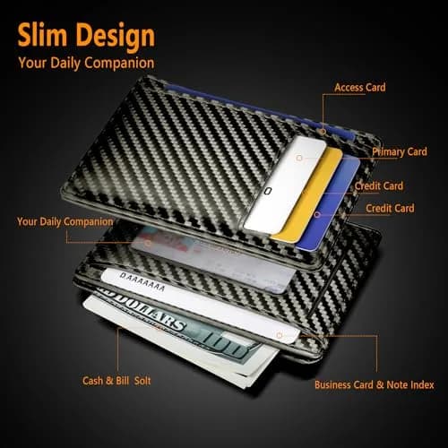 Travelambo Slim Minimalist Wallet for Men, RFID Blocking Credit Card Holder, Front Pocket ID Card Case, Gray | 0.3 cm (0.12") Thick thumbnail 4