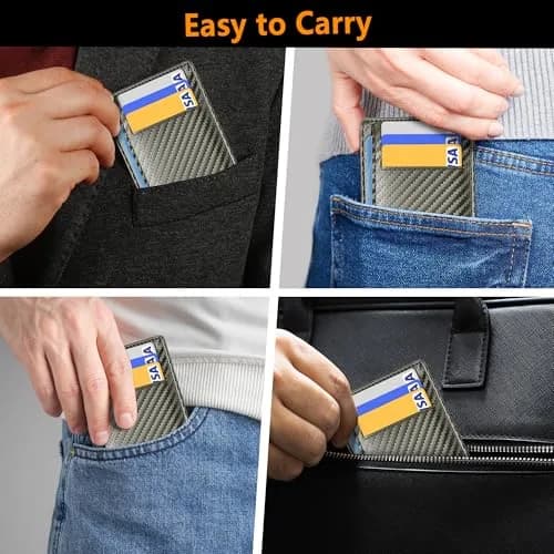 Travelambo Slim Minimalist Wallet for Men, RFID Blocking Credit Card Holder, Front Pocket ID Card Case, Gray | 0.3 cm (0.12") Thick thumbnail 8