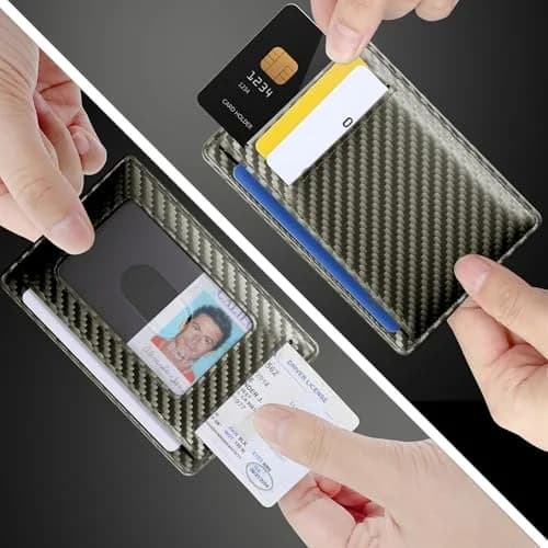 Travelambo Slim Minimalist Wallet for Men, RFID Blocking Credit Card Holder, Front Pocket ID Card Case, Gray | 0.3 cm (0.12") Thick thumbnail 9