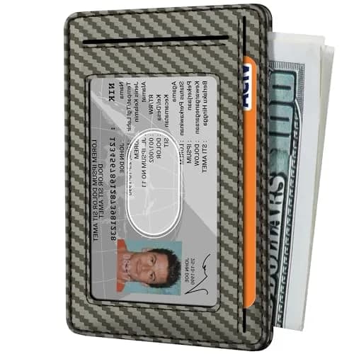 Travelambo Slim Minimalist Wallet for Men, RFID Blocking Credit Card Holder, Front Pocket ID Card Case, Gray | 0.3 cm (0.12") Thick thumbnail 2