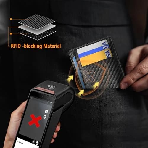 Travelambo Slim Minimalist Wallet for Men, RFID Blocking Credit Card Holder, Front Pocket ID Card Case, Black | 8.38 cm x 10.41 cm x 0.3 cm thumbnail 5
