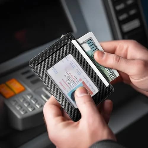 Travelambo Slim Minimalist Wallet for Men, RFID Blocking Credit Card Holder, Front Pocket ID Card Case, Black | 8.38 cm x 10.41 cm x 0.3 cm thumbnail 7
