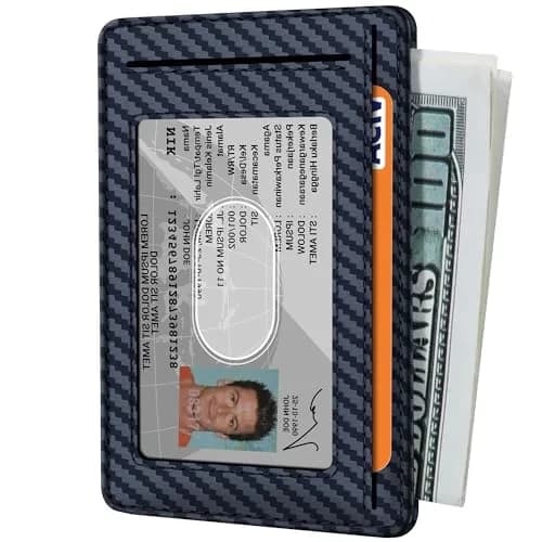 Travelambo Slim Minimalist Wallet for Men, RFID Blocking Front Pocket Card Holder, Navy Blue | Lightweight & Durable Faux Leather thumbnail 2