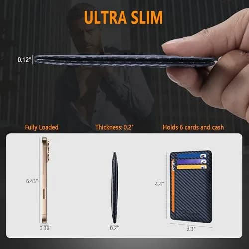 Travelambo Slim Minimalist Wallet for Men, RFID Blocking Front Pocket Card Holder, Navy Blue | Lightweight & Durable Faux Leather thumbnail 3