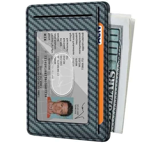 Travelambo Slim Minimalist Wallet for Men, RFID Blocking Credit Card Holder, Front Pocket ID Card Case, Blue | 8.2cm (3.3" X 4.1") thumbnail 2