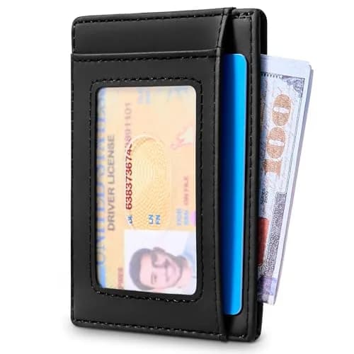 Travelambo Slim Wallet Front Pocket Minimalist Leather RFID Blocking 0.12 inch Thick thumbnail 2