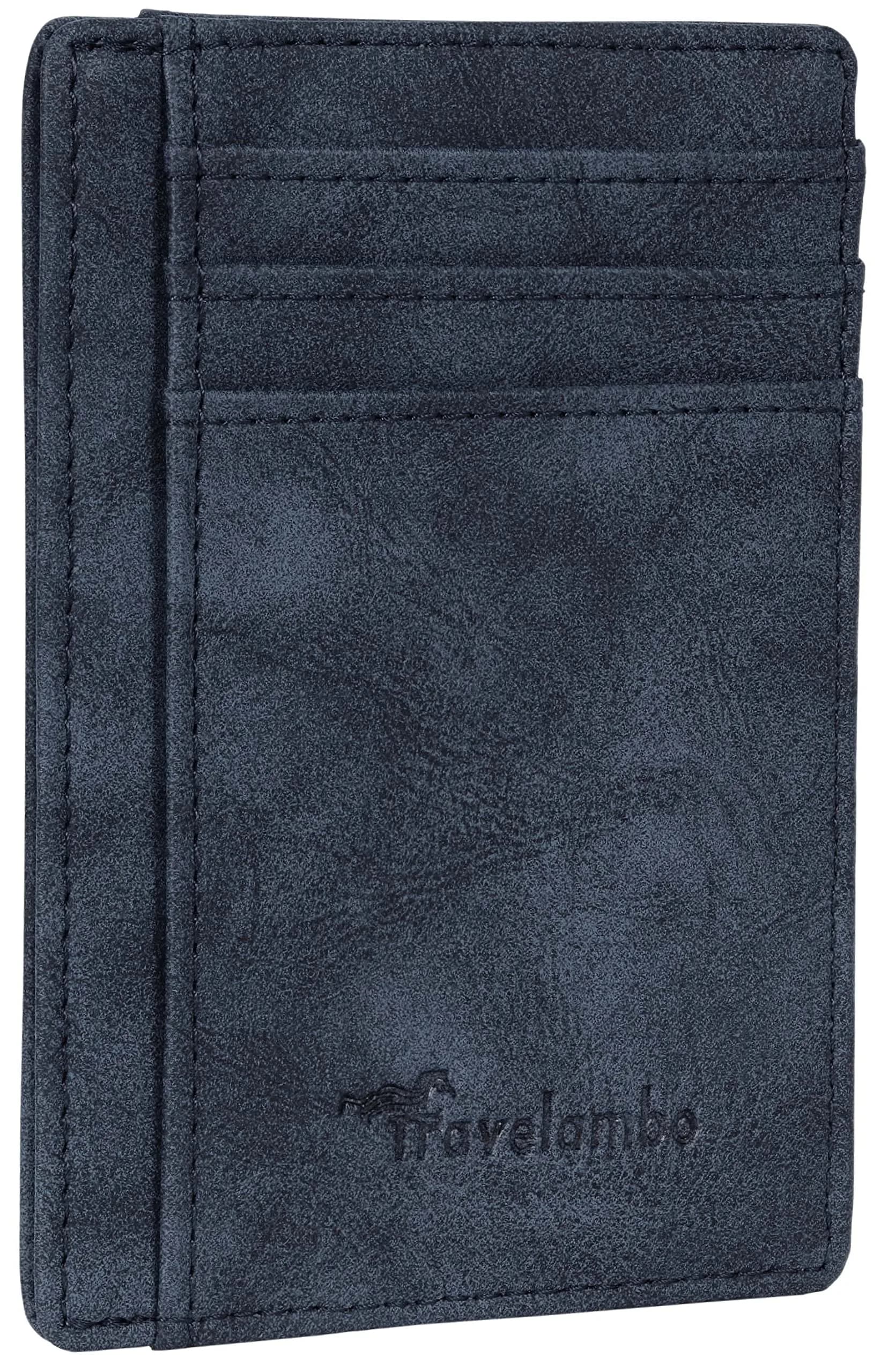 Travelambo Slim Wallet Front Pocket Minimalist Leather RFID Blocking Medium Size | Compact & Secure
