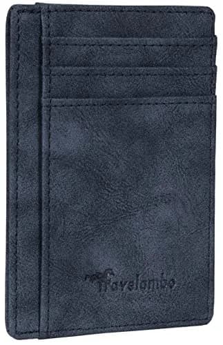 Travelambo Slim Wallet Front Pocket Minimalist Leather RFID Blocking Medium Size | Compact & Secure thumbnail 1
