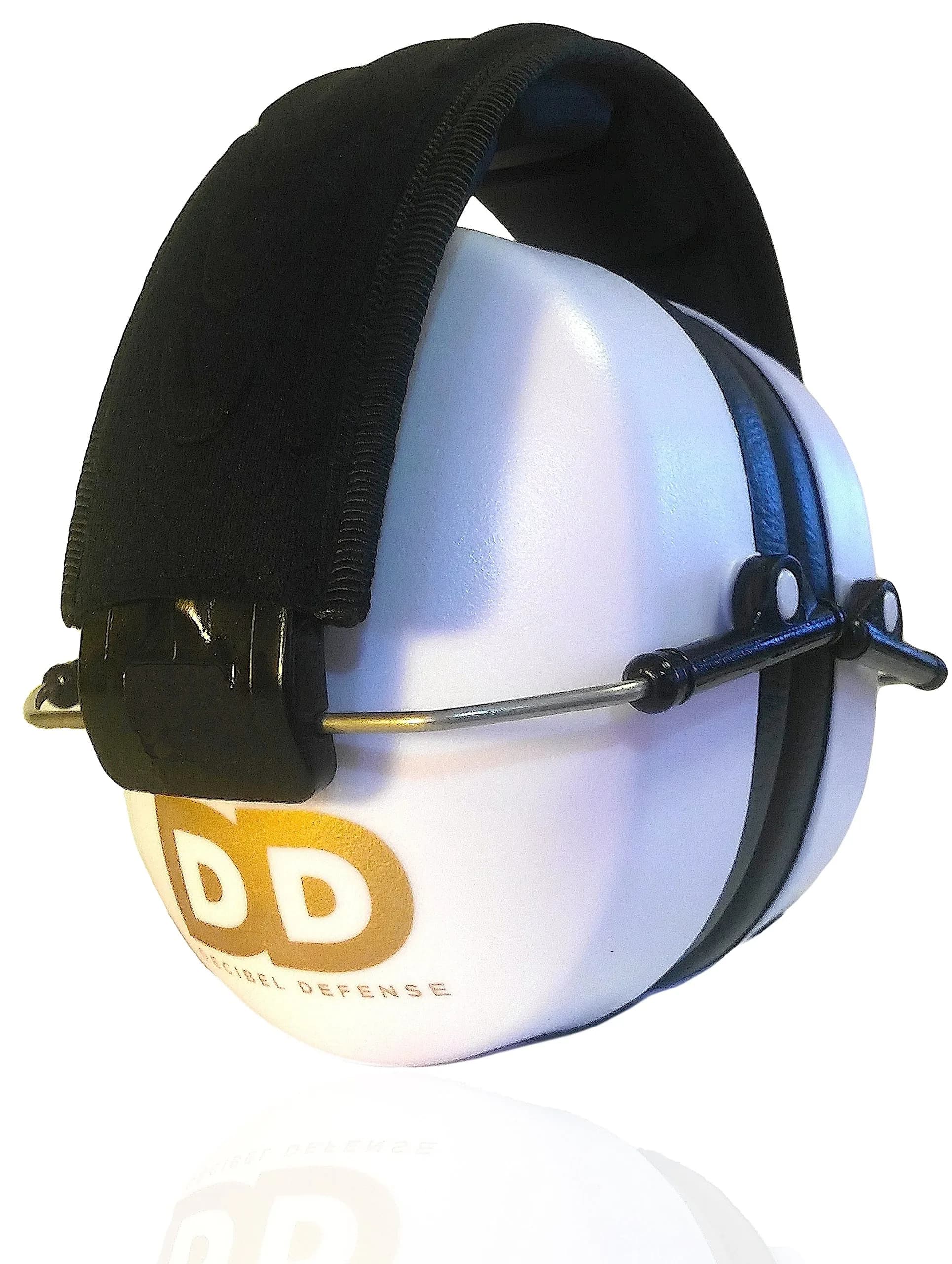 DECIBEL DEFENSE Ear Protection, 37 dB NRR Ear Muffs (HI-VIZ ORANGE) | Industry-leading noise reduction for shooting & industrial use — White