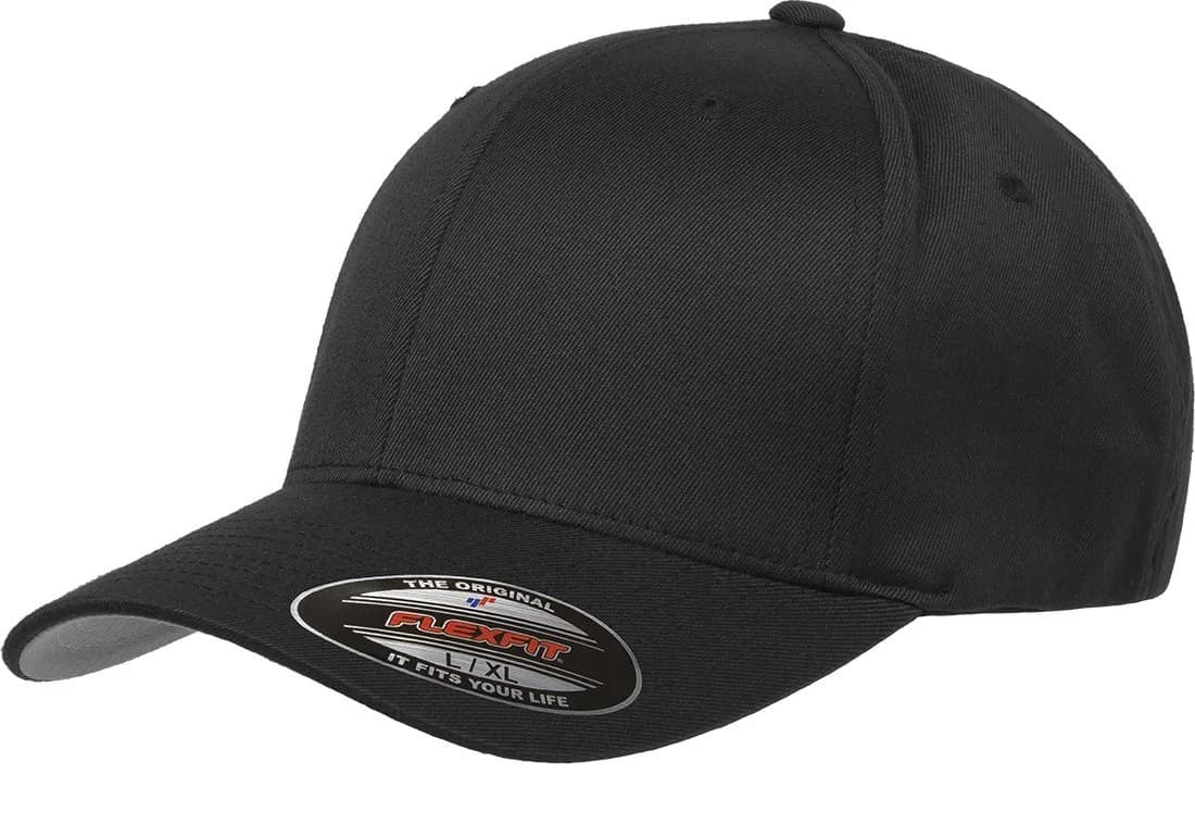 Flexfit Men's Wooly Combed Twill Fitted Baseball Cap, Black, Large-X-Large | Classic Wool-Like Comfort & Sun Protection