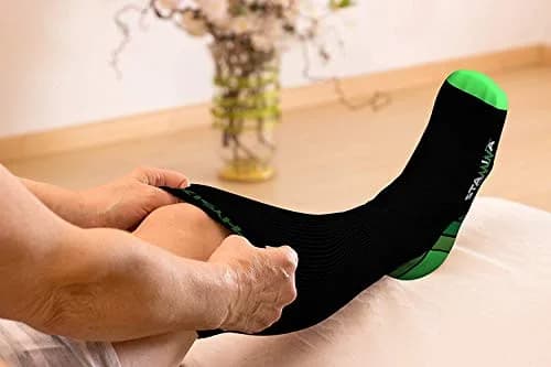 Physix Gear Sport Compression Socks L/XL Black/Green | Graduated Compression for Circulation & Athletic Support thumbnail 6