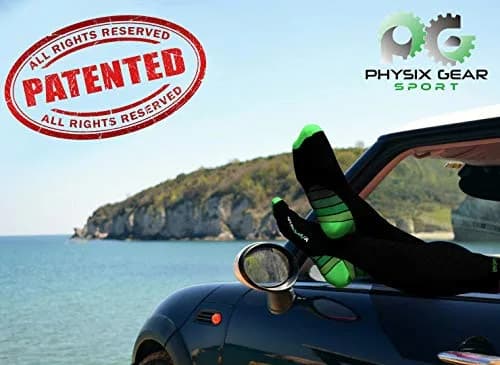 Physix Gear Sport Compression Socks L/XL Black/Green | Graduated Compression for Circulation & Athletic Support thumbnail 2