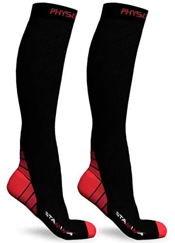 Physix Gear Sport Compression Socks Black/Red L/XL | Graduated Compression for Circulation & Travel thumbnail 4